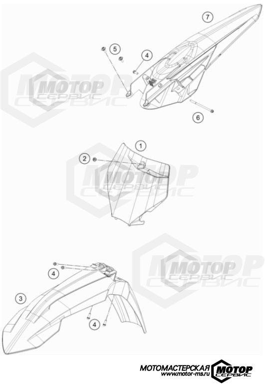 KTM MX 150 SX 2022 MASK, FENDERS