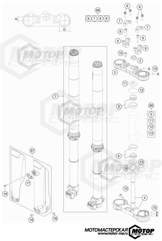 KTM MX 85 SX 19/16 2022 FRONT FORK TRIPLE CLAMP