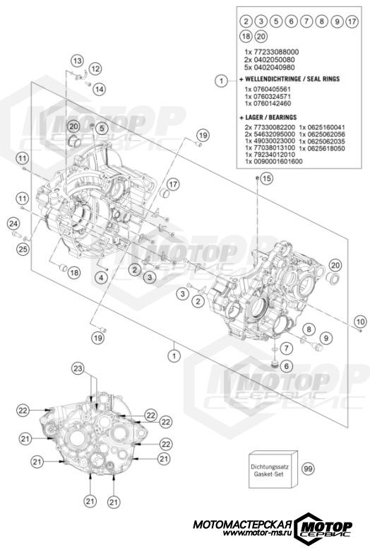 KTM Enduro 250 EXC-F Six Days 2022 ENGINE CASE