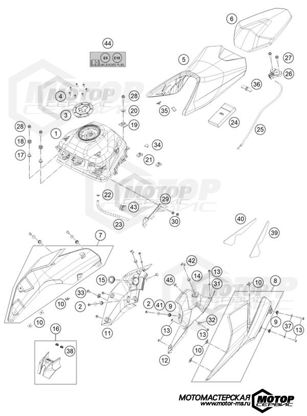 KTM Naked 390 Duke B.D. Silver 2022 TANK, SEAT