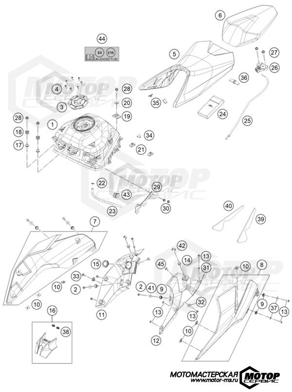 KTM Naked 250 Duke B.D. w/o ABS Silver 2022 TANK, SEAT