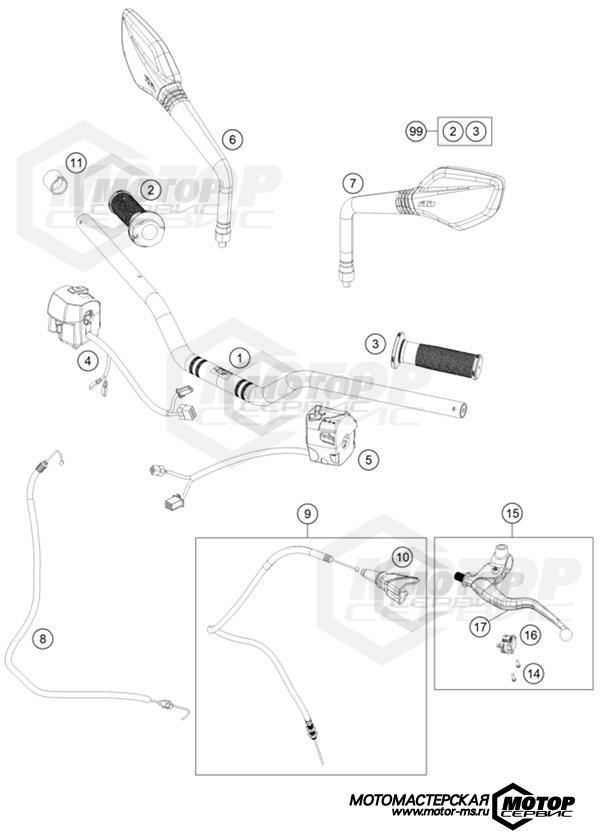 KTM Naked 200 Duke NG B.D. ABS White 2022 HANDLEBAR, CONTROLS