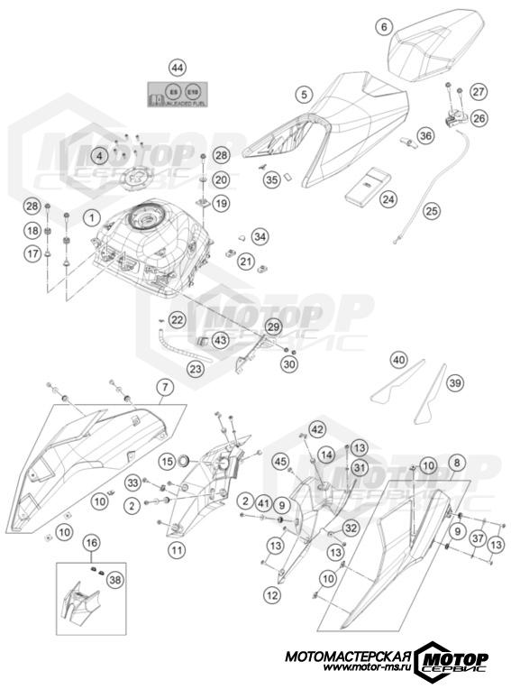 KTM Naked 390 Duke B.D. Grey 2023 TANK, SEAT