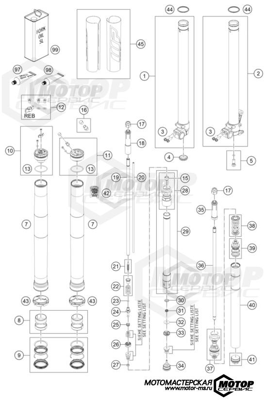 KTM MX 85 SX 19/16 2023 FRONT FORK DISASSEMBLED
