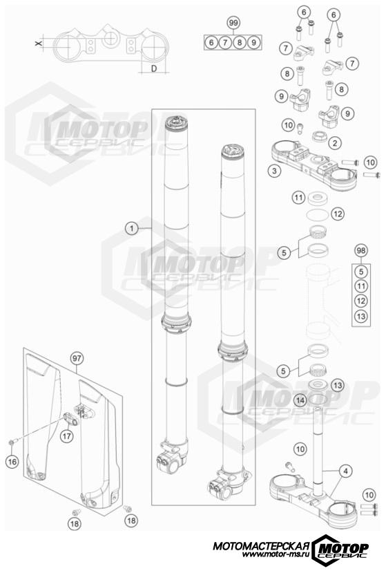 KTM MX 85 SX 17/14 2023 FRONT FORK TRIPLE CLAMP
