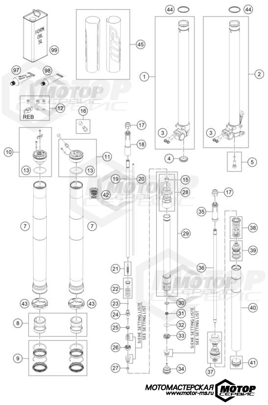 KTM MX 85 SX 17/14 2023 FRONT FORK DISASSEMBLED